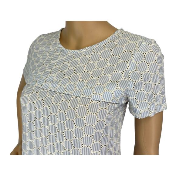 2/$3 J. Crew Seersucker Eyelet Cotton Top Blue Ribbon Tie Crochet Size 00 - Picture 7 of 11